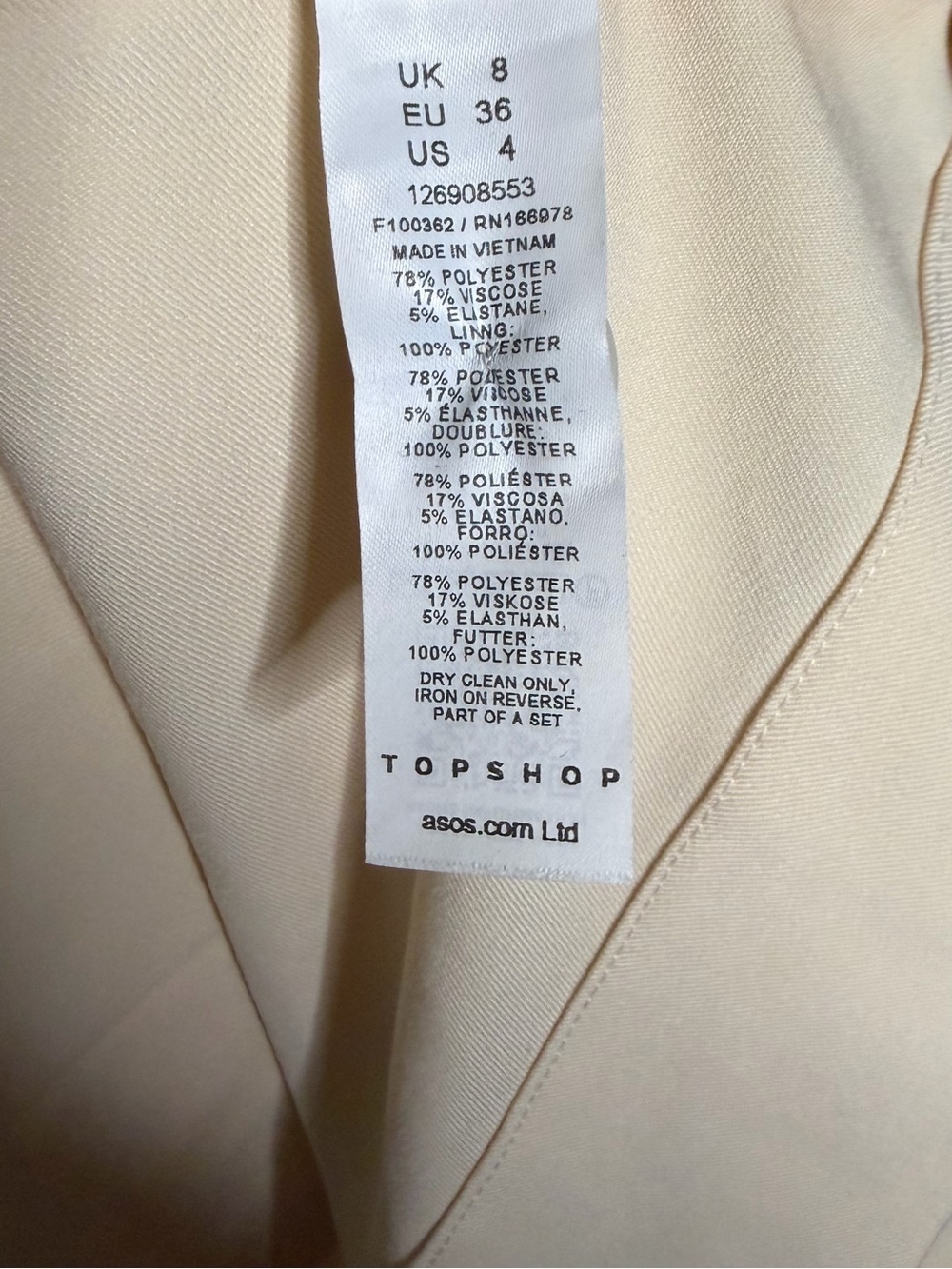 Topshop NWT Cream Trench Coat Belted Long Sleeve Jacket Size 4 - Picture 7 of 9